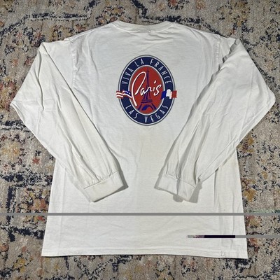 VTG Paris Las Vegas Established 1999 LS Shirt Size Large L Casino Tourist Faded