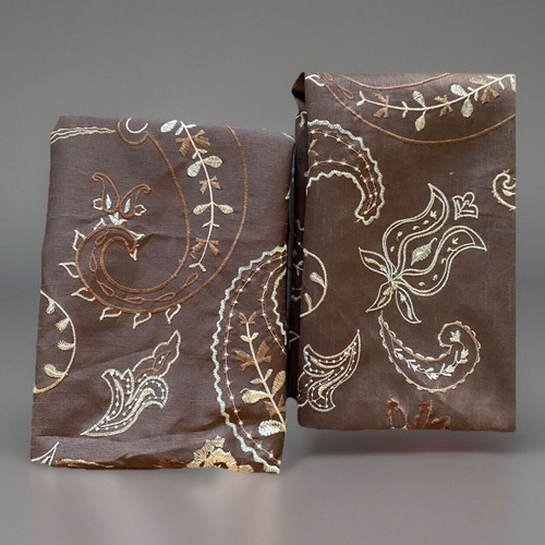 2er Set braun beige bestickt Paisley 19"x19" seidig Überwurf Kissenbezüge - Bild 3 von 4