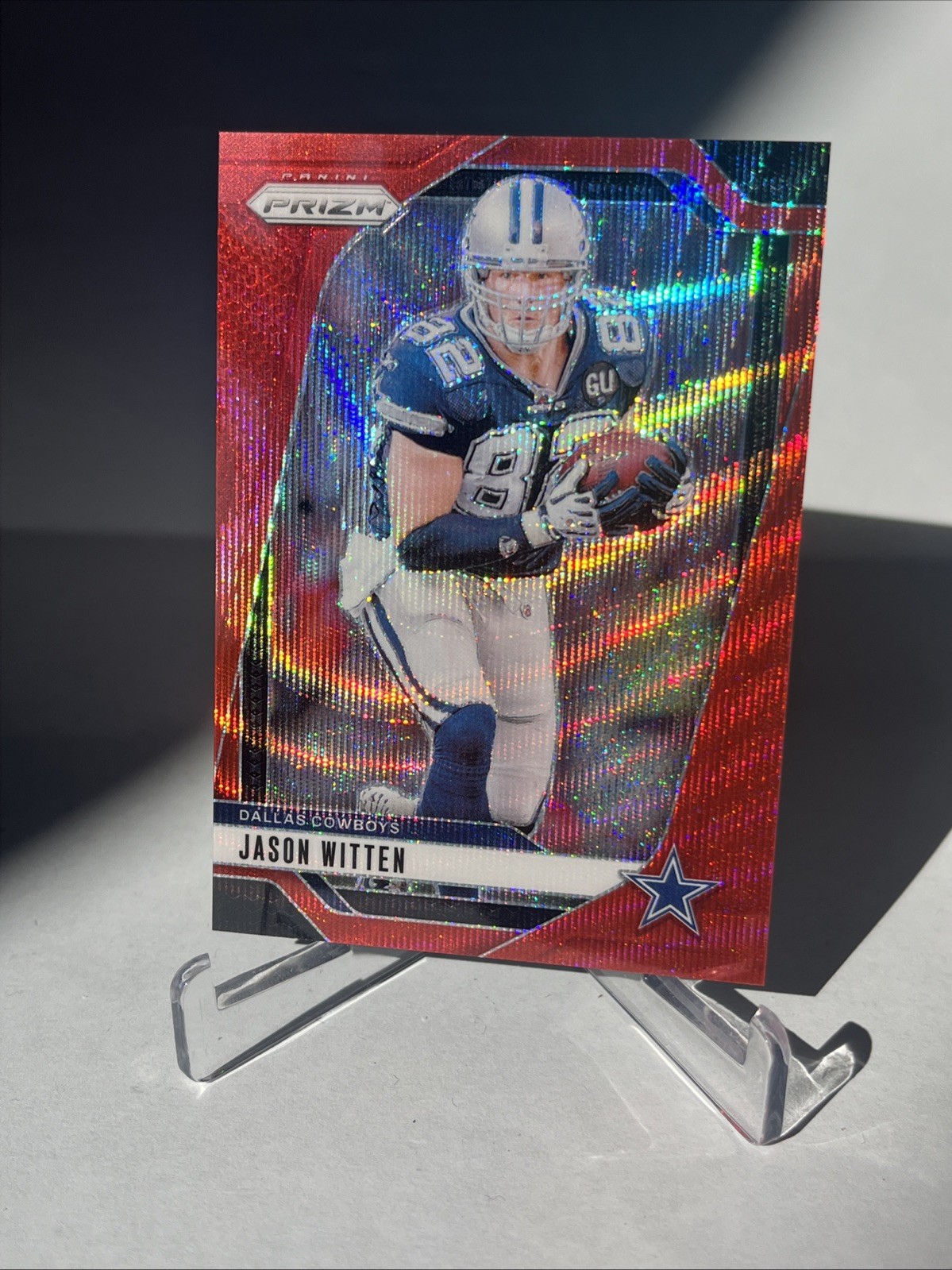 2024 Panini Prizm Jason Witten Red Wave Prizm 91/149 Dallas Cowboys #80