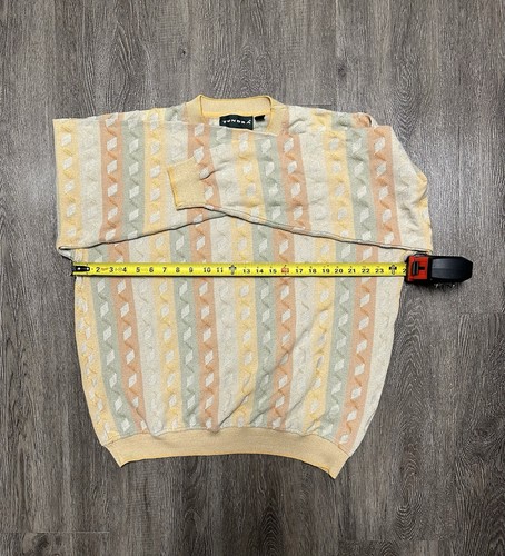 Vintage 90s Tundra Canada Sweater Mens XL Yellow Cosby Biggie Coogi Style - Picture 3 of 4