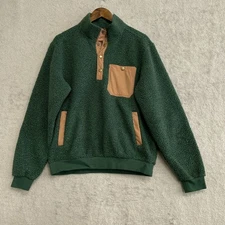 NEW Lands' End Men's M Boucle Pullover Sherpa Fleece Mock neck Sweatshirt