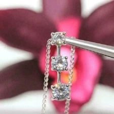 1.20Ct Round Cut VVS1/D Journey Diamond Pendant 14K White Gold Finish Free Chain