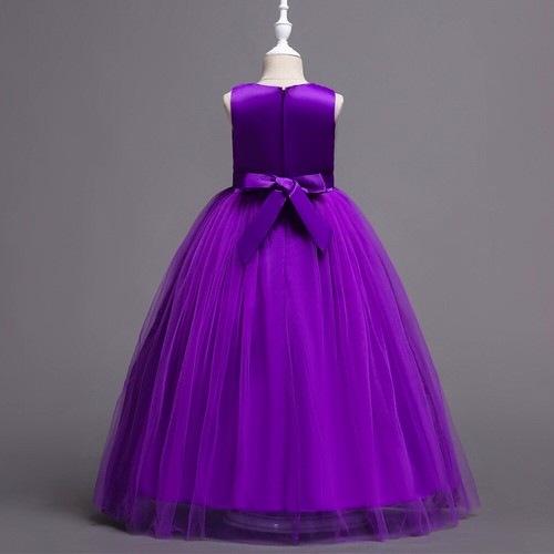 Flower Girl Dress Kids Princess Pageant Wedding Bridesmaid Party Long Maxi Dress - Picture 12 of 42