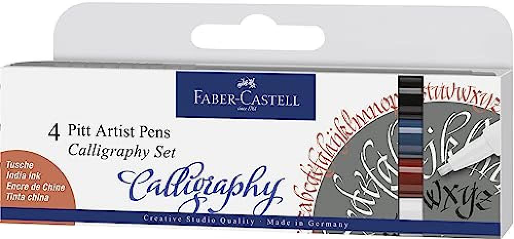 (TG. 1 unit  (Confezione da 4)) Faber-Castell Bust.4 Pitt Artist Pen Calligraphy