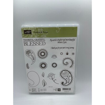 Stampin Up Paisleys & Posies Thankful Grateful Blessed Set Of 18 New