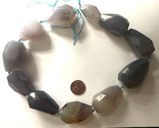 NATURAL AGATE FACETED FREEFORM BEADS 16.5" STRAND 10-11 PCS BELOW WHOLESALE