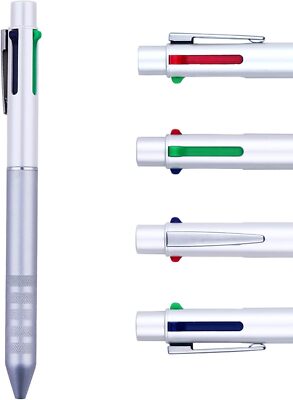 Multi Color Pen white 4 In 1 Multi function Pen with Black, Blue, Red, Green,...