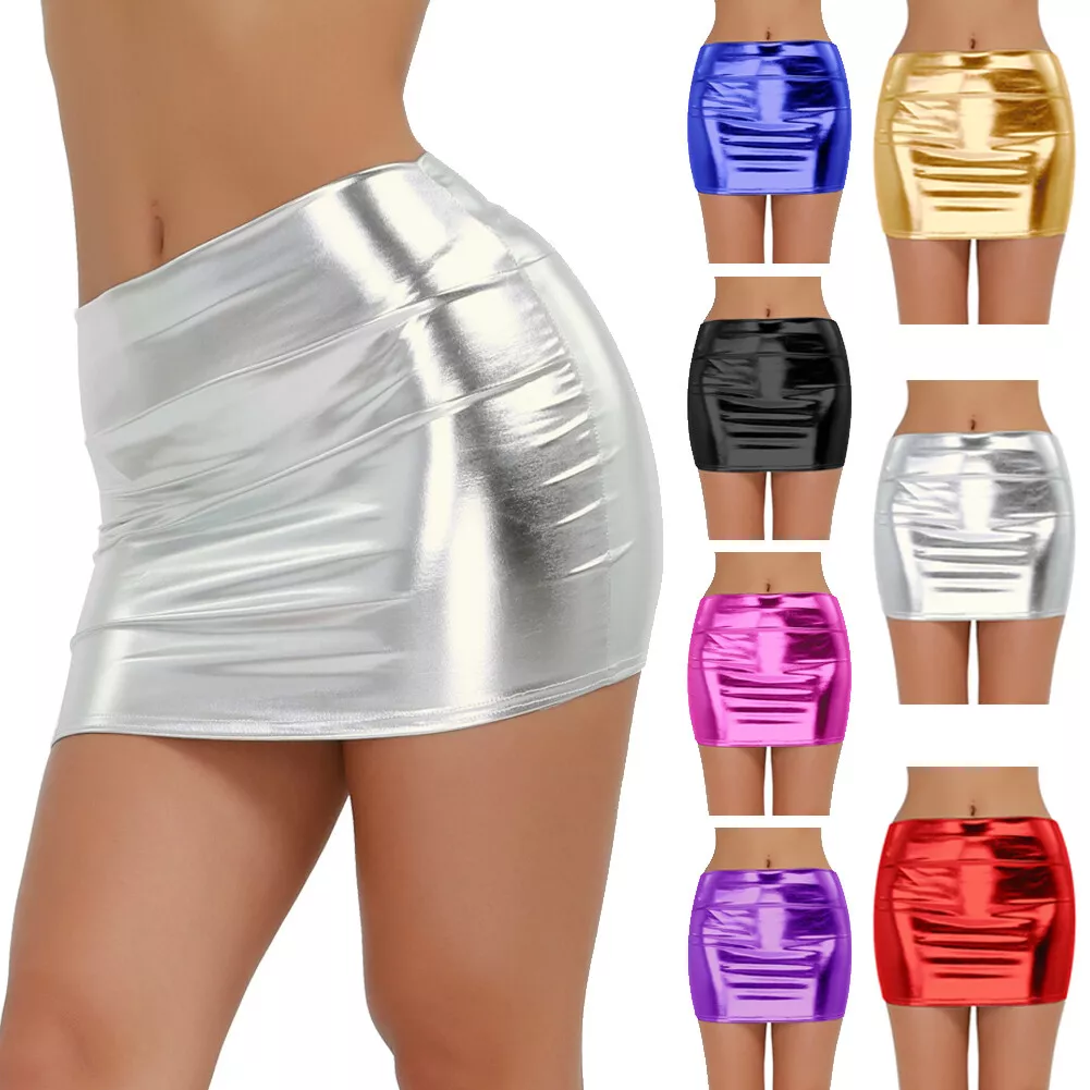 Femme Mini Jupe Moulante Cuir vernis Brillant Mini Robe de F te Costume de Club