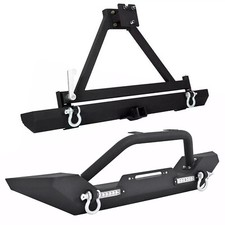 Front Rear Bumper W Tire Carrier D-rings For Jeep Wrangler Tj Yj 1987-2006