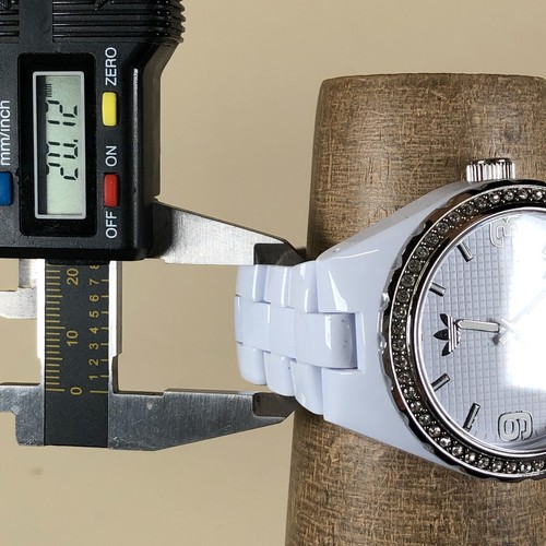 Adidas Women ADH2505 Pave White Polycarbonate Quartz Analog 43mm Watch 5 1/2" - Picture 8 of 13