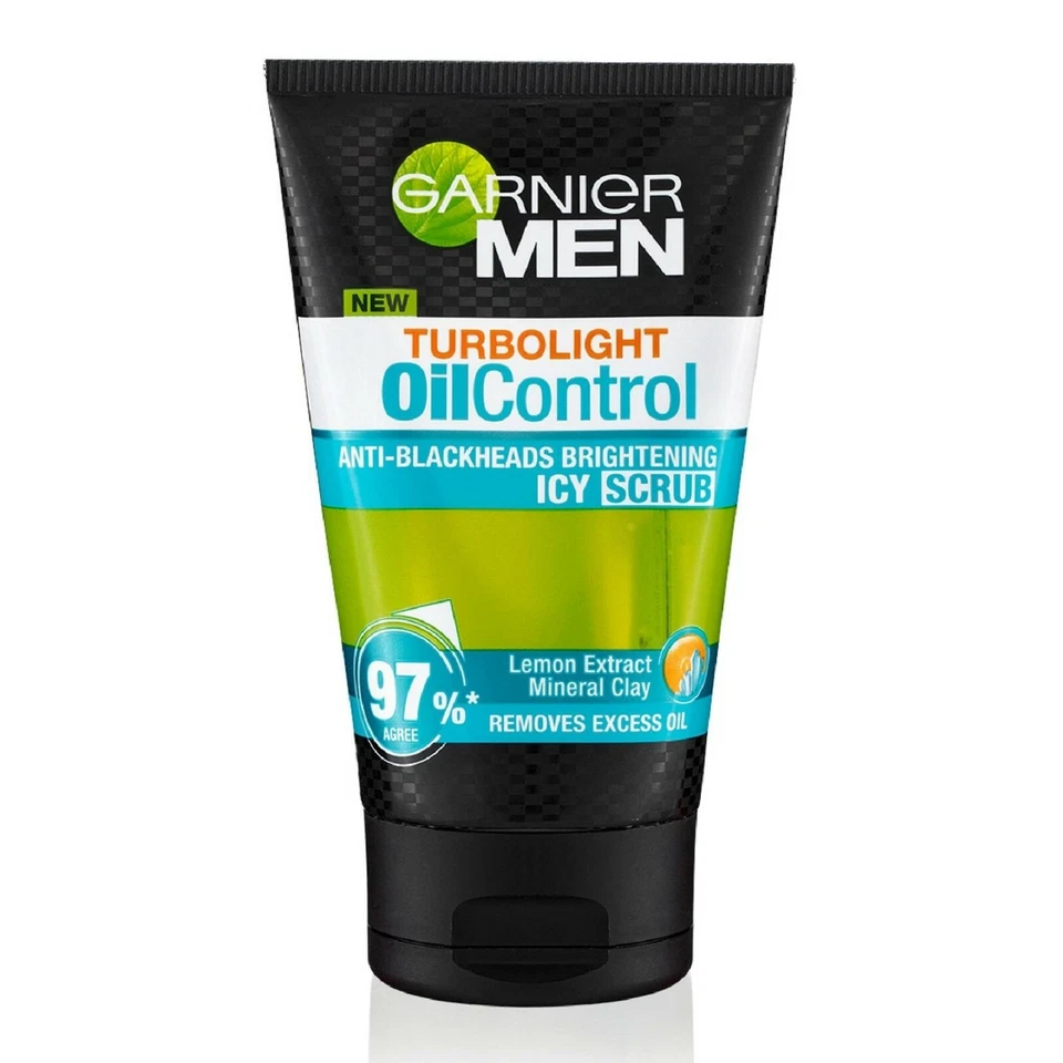 Garnier Hombres Turbo Luz Control de Aceite Anti Puntos Negros Iluminador Helado Exfoliante Pack 2 Foto 2 de 3