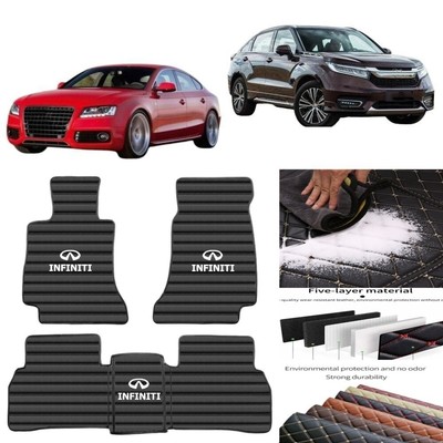 For Infiniti Q50 Q60 Q70 Car Floor Mats Custom PU Leather Carpets Cargo Liners