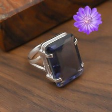 Iolite Gemstone 925 Sterling Silver Ring Handmade Jewelry Gift For Valentine