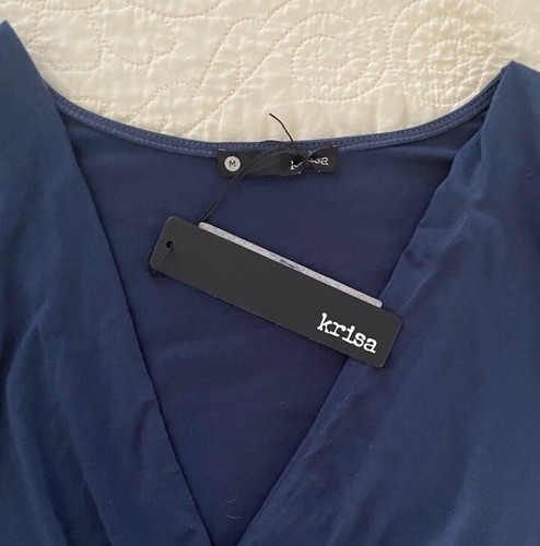 NWT Krisa Midi Navy Blue Surplice Eclipse Dress Women’s size M Modal - Picture 9 of 16