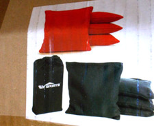 WIN SPORTS PREMIUM ALL WEATHER DUCK CLOTH CORNHOLE BEAN BAGS, RED/BLACK, NEW