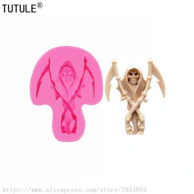 Skeleton Skull Silicone Mold Cameo Resin Polymer Clay DIY Jewelry Crafts Molds 1
