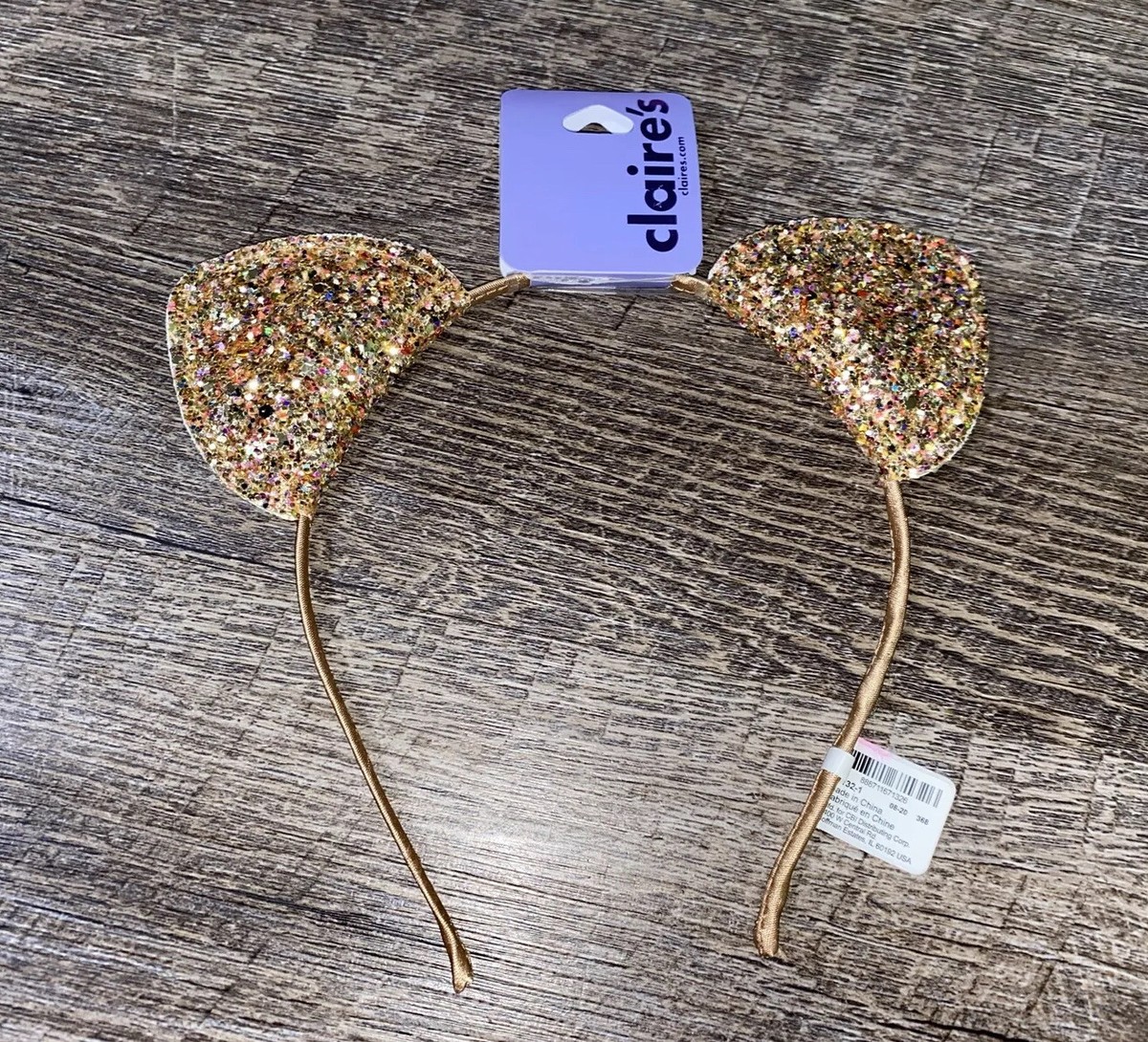 Claire's Gold Glitter Cat Ear Headband Hair Accessory Halloween