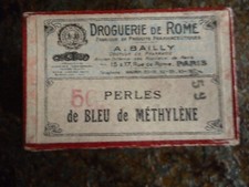 retro-boîte ancienne carton perles de bleu de méthylène pharmacie Bailly Paris
