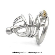 Stainless Steel Male Chastity Cage Chastity Device Men Metal Locking Curved Ring