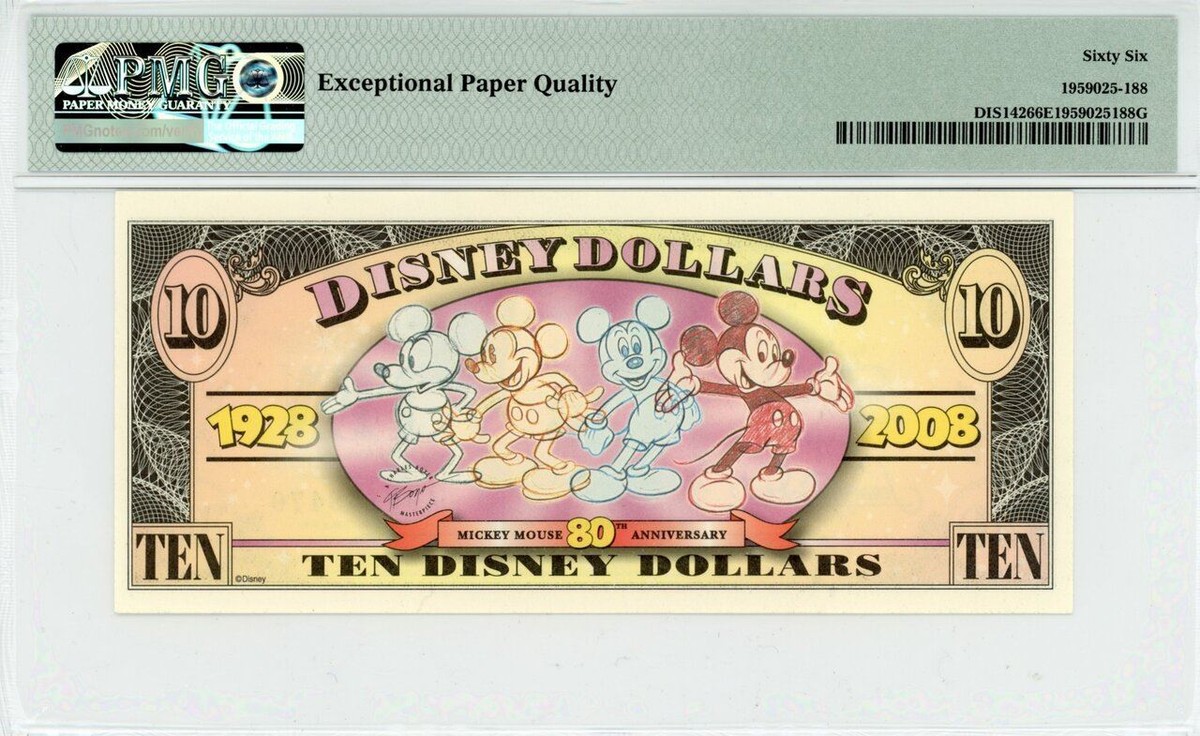 Disney Dollars 10ドル ミッキー ミニー 2001年発行 2001 D $10 Vacation Mickey Minnie ​D00026320A