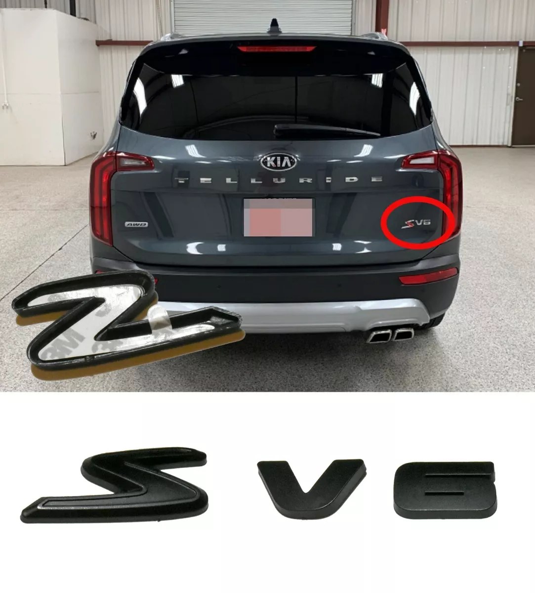 NEW 2020 2021 Kia Telluride SX V6 Emblem Badge Nameplate Black Overlay emblem