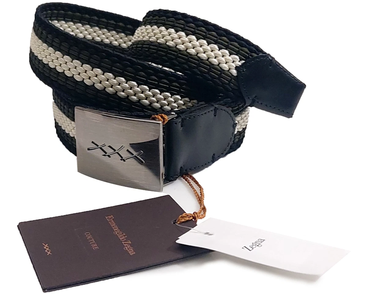 NWT Ermenegildo Zegna XXX Couture Black Men Size S Elastic Braided Belt
