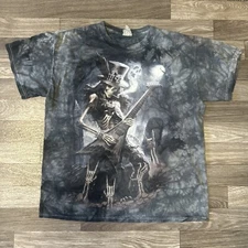 Vintage Delta Punk Rock Skeleton Shirt Men’s Medium Gray Tie-Dye Y2K Skulls