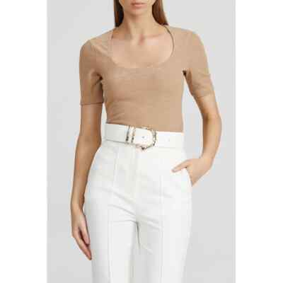 ACLER ''Highfield'' short sleeve top in nougat - sz 4