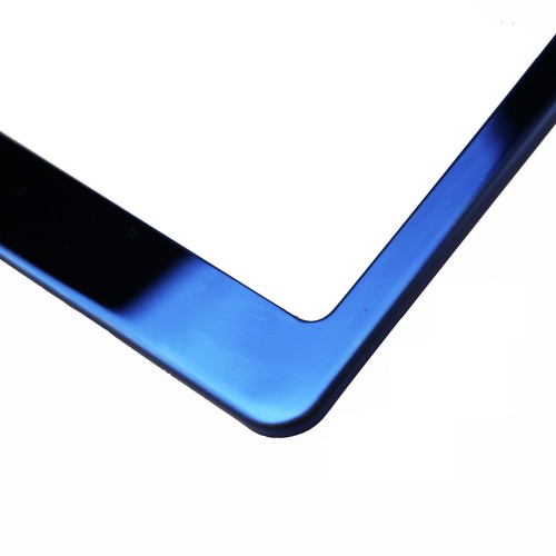 Marco de matrícula cromado azul A4 tapa de rosca de metal grabado con láser - Imagen 3 de 8