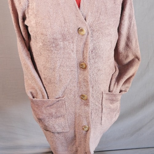 Neu mit Etikett Natural Reflections Plüsch-Cardigan rosa taupe Damen M - Bild 2 von 14