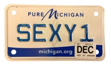 NEAT  VANITY MOTORCYCLE CYCLE LICENSE PLATE " SEXY 1 " HOT PRETTY BEAUTIFUL