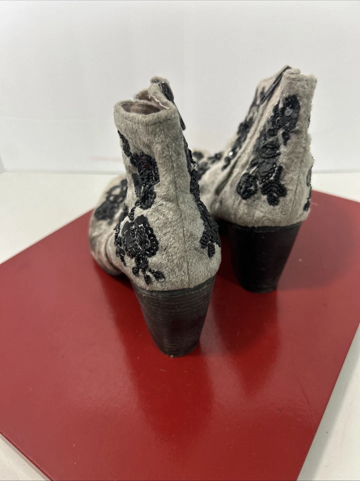 Bota Free People Med Alta Cremallera Mujer 7.5 (38 EU) Lentejuelas Cuentas BOHO Festival Foto 4 de 4