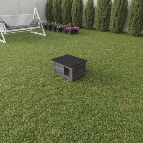 QLS Hundehütte Katzenhaus 57x47 cm aus Holz Isoliert Wetterfest Anthrazit - Bild 13 von 13