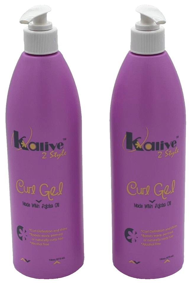 Gel rizador KALIVE, paquete de 2 (16 oz cada uno) natural o permanente, cuidado del cabello para mujer Foto 2 de 4