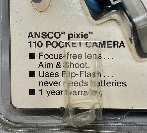 Vintage PIXIE POCKET CAMERA 110mm Blue Keychain ANSCO 1980s - Picture 3 of 4