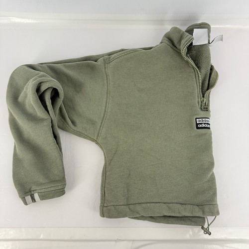 Adidas Womens Size X Small Trefoil Green Cropped Sweatshirt Half Zip Pullover - Picture 10 of 12
