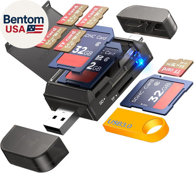 6-In-1 SD/TF Card Reader Adapter with SD Card Storage USB a & Type C Port & USB