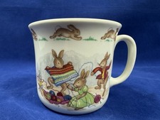 Vintage Royal Doulton Bunnykins Mug Bunnies Knitting English Fine Bone China