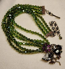 Vintage Heidi Doss Crystal Necklace Flower Statement Costume Jewelry Collectible