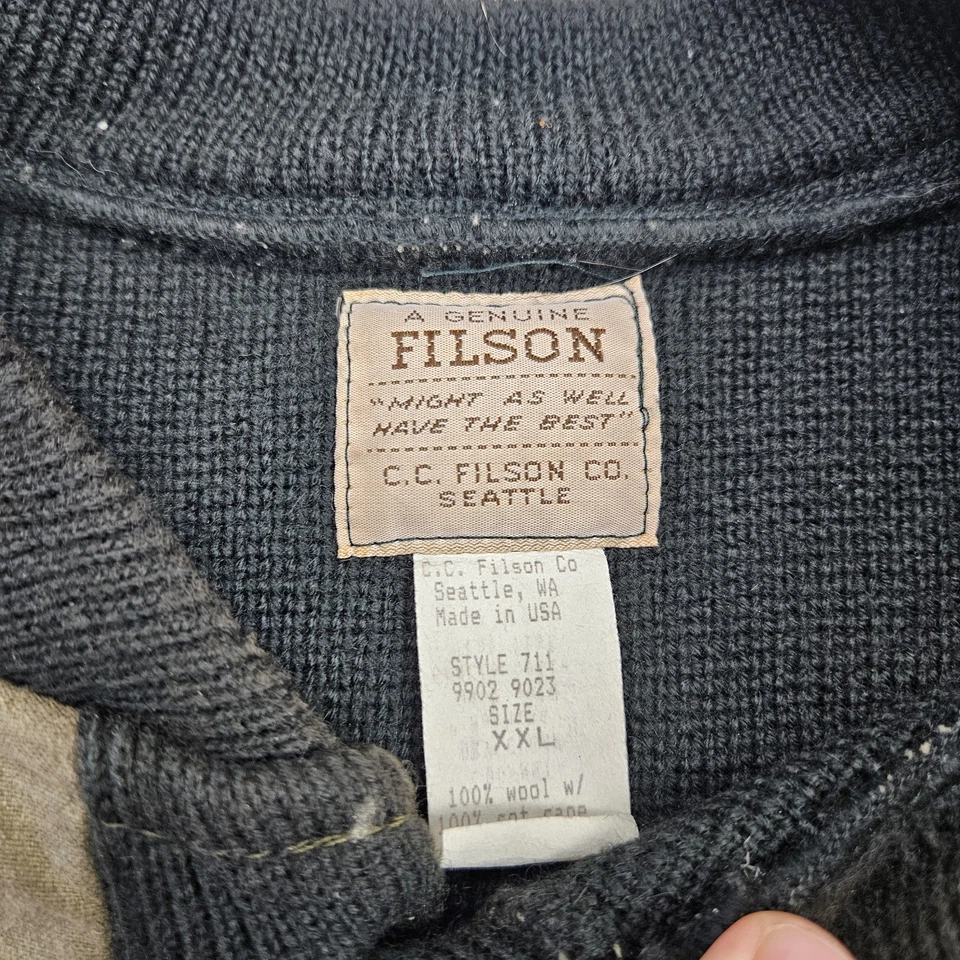 Suéter de Lana Tejido Filson Vintage Henley Guide Azul Marino 711 2XL Lona Tostada EE. UU. Foto 4 de 4