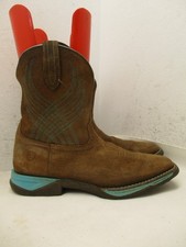 Ariat Brown Rough Out Leather Square Toe Western Boots Kids Sz 3.5 Sty 10035848