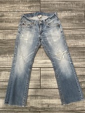 Vintage True Religion Distressed Boot Cut Light Blue Jeans Made In USA 30x27
