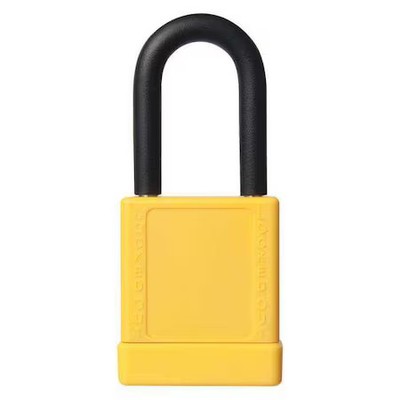 Lockout Padlock, Keyed Different, Aluminum, Yellow, 1 1/2 In Shackle Height, 1
