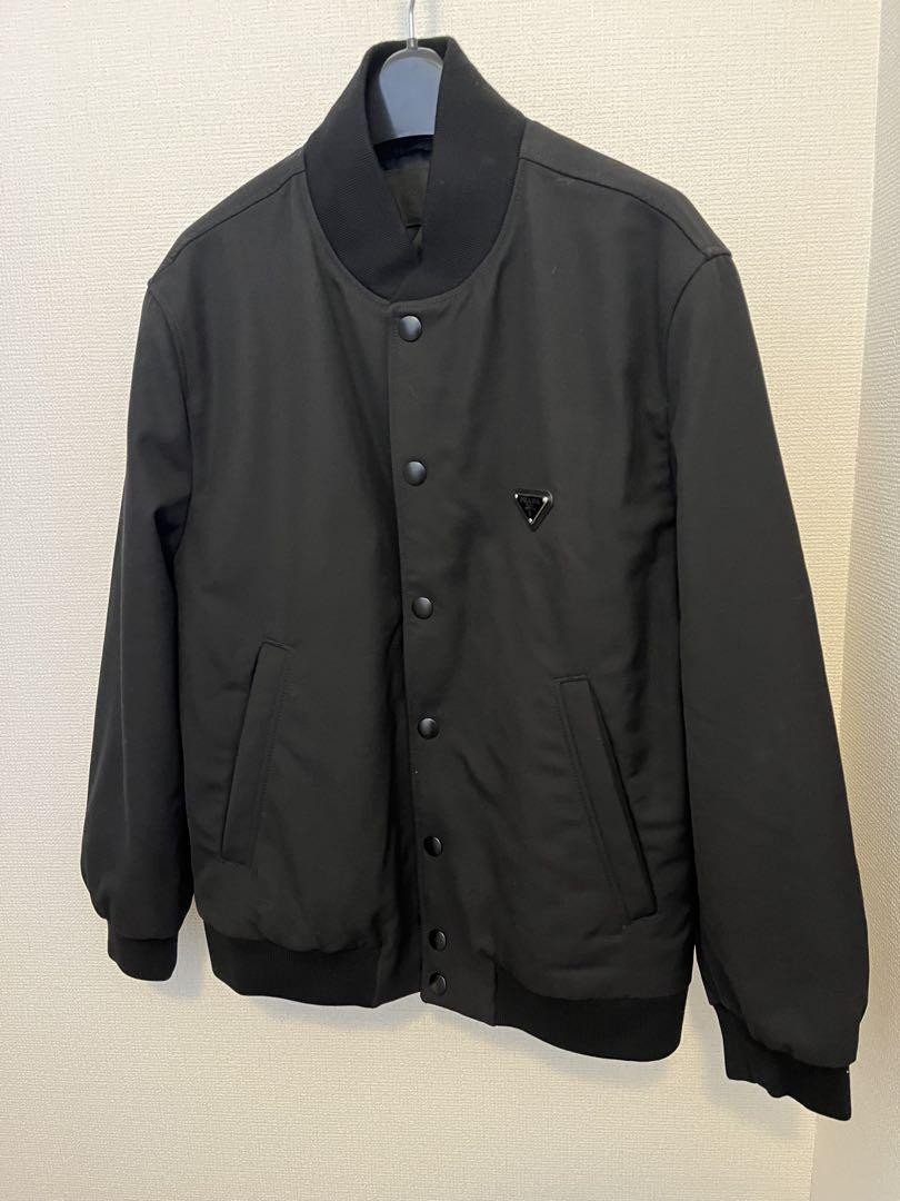 ジャケット・アウター PRADA Logo Plate Bomber Jacket Black 48 PRADA
