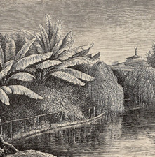 SERAGLIO CONSTANTINOPLE - Ottoman Garden Pavilion View 1873 Antique Engraving