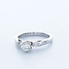 1.05ct F SI1 Round Natural Certified Diamonds 14kw Gold Classic Three-Stone Ring