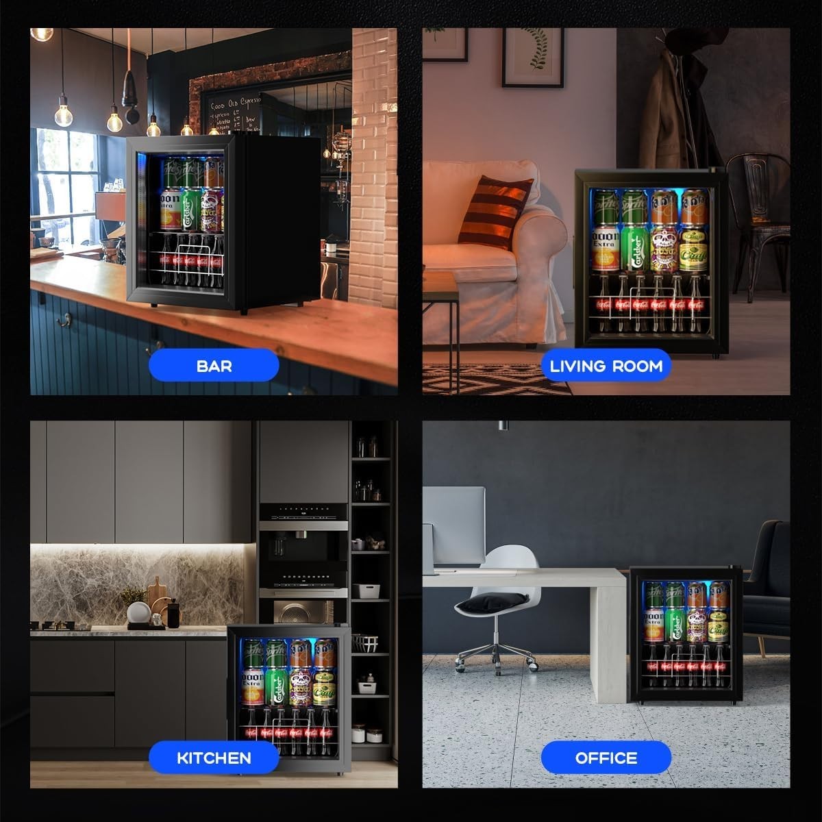 FLB-45 Small Mini Fridge Freestanding Beverage 75 Can, Cooler Refrigerator with 