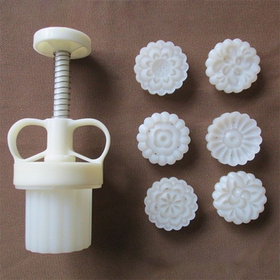 #ad Plastic Mooncake Mold 35g Flower Stamp Cookie Cutter Mould Hand Pressure Baking $18.10