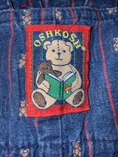 Vintage OshKosh B'Gosh Vestbak Overalls Bubble Romper Bears Denim Jean 18 Months