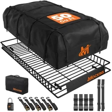 Mockins 90"x50"x6" XXL Roof Rack Basket with 50 Cubic Feet Rooftop Cargo Bag